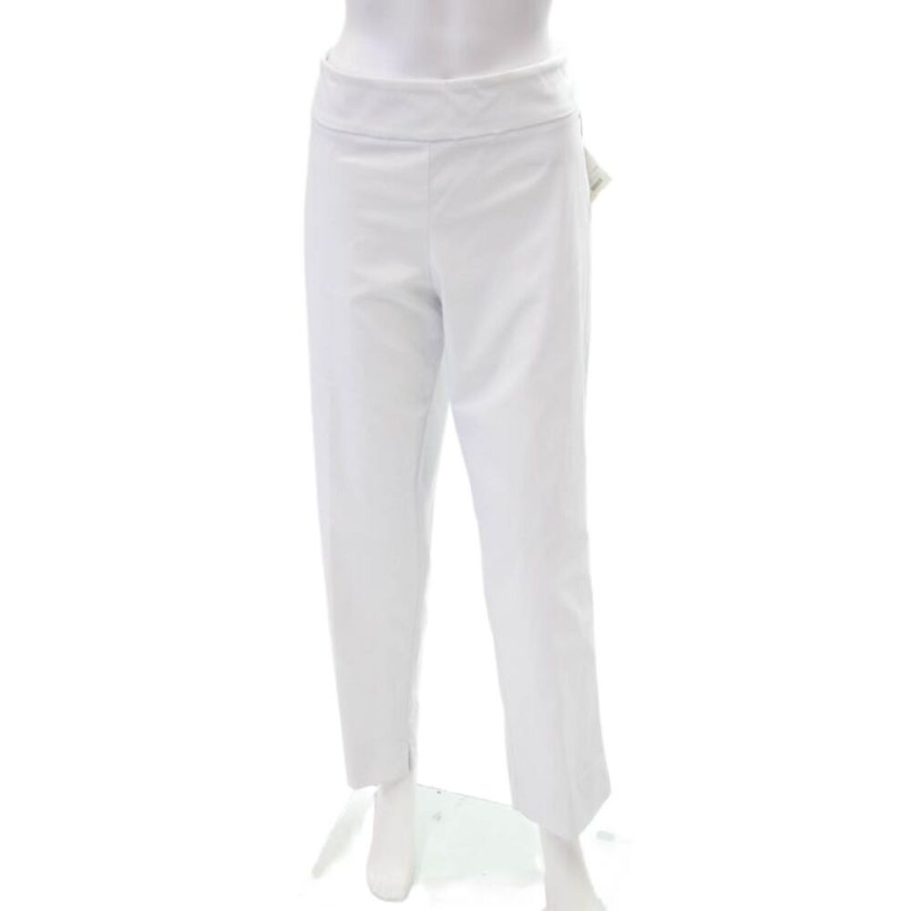 Estelle & Finn Womens High Rise Double Slit Ankle Pants White Size 14